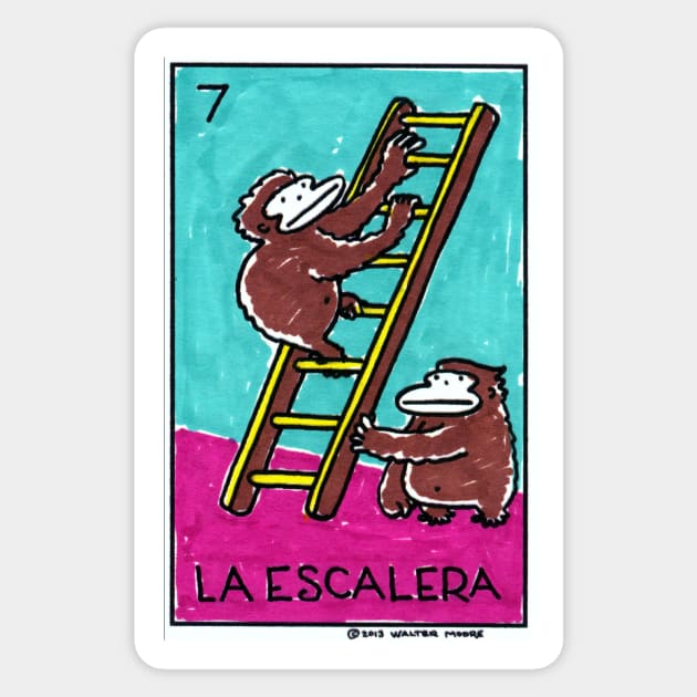 Loteria Apes #7: La Escalera Sticker by WalterMoore